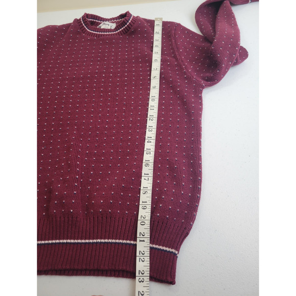 Vintage Woolrich Sweater Burgundy Polka Dot Ribbed Preppy Men's Size Small - Picture 4 of 9